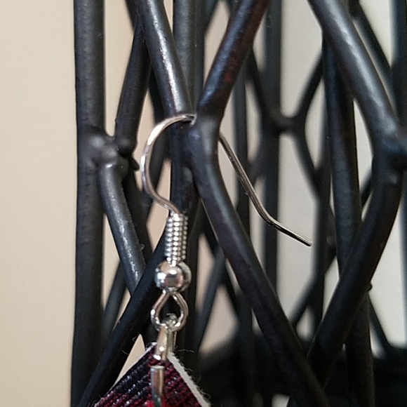 Handmade Faux Leather Christmas Tree Earrings - Picture 3 of 3